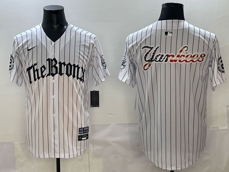 Men 2025 New York Yankees Blank White Stripe Five generations Joint Name Nike MLB Jersey style 06